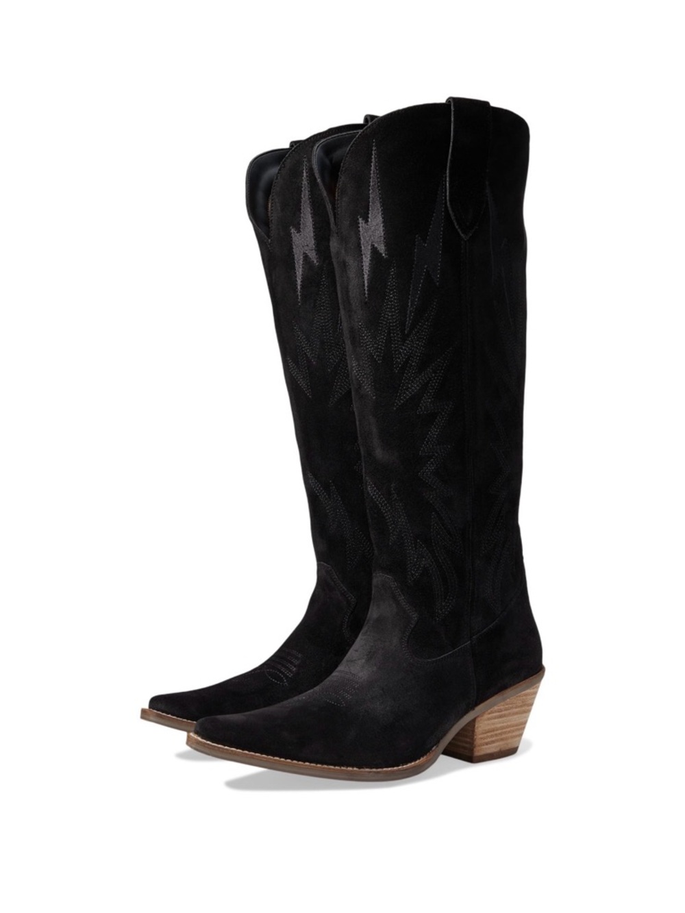 Dingo Black Suede Western Tall Boots with Stacked Heel